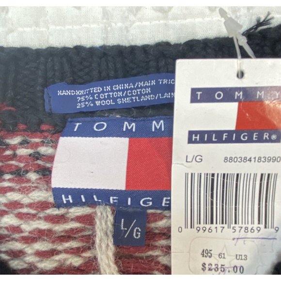 NWT Tommy Hilfiger Hand Knit Thick Wool Blend Sweater Fair Isle $235 Men's L - Picture 4 of 12